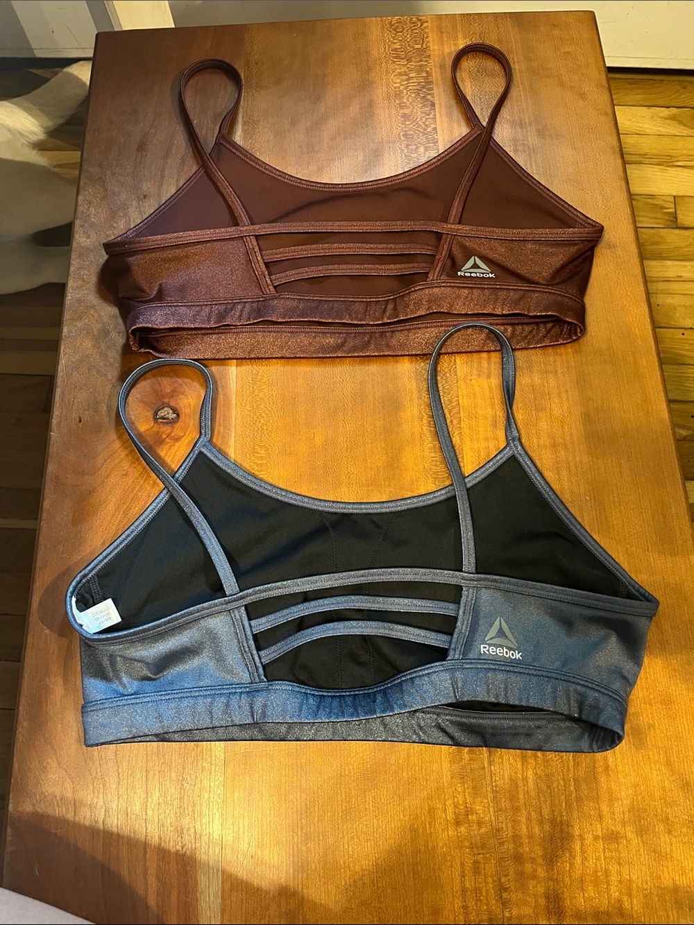 Reebok Women's Metallic Strappy Sports Bra  - Brown and Charcoal